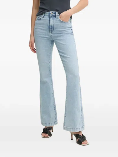 Dkny Faded Flared-leg Jeans In Blue