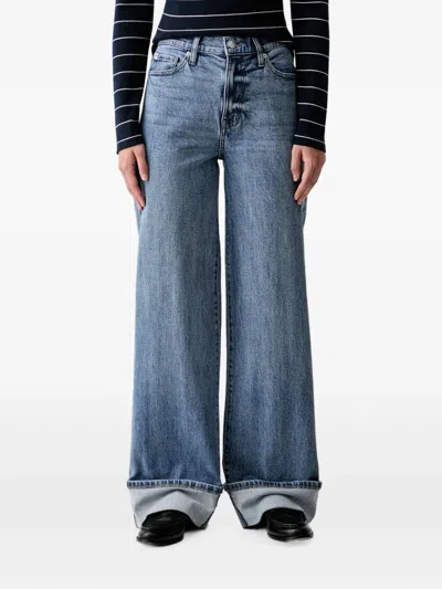 Dkny Faded Wide-leg Jeans In Blue