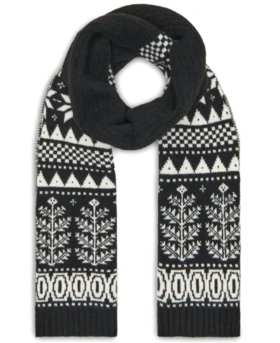 Dkny Fair Isle Winter Archive Snowflake Scarf In Black