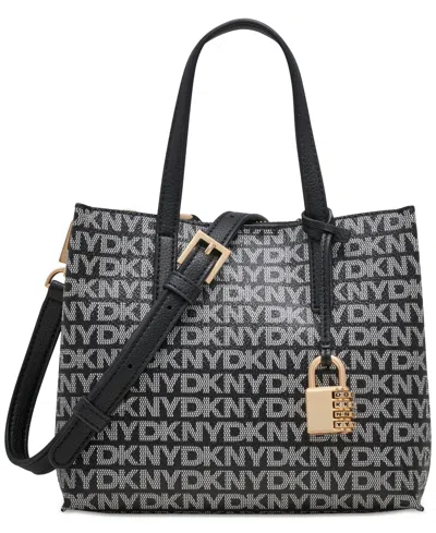 Dkny Farah Logo Crossbody Satchel In Bk Logo-bk