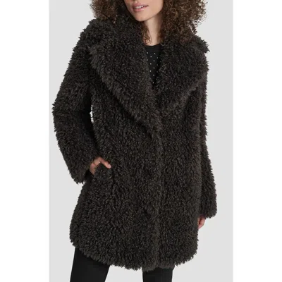 Dkny Faux Fur Jacket In Black