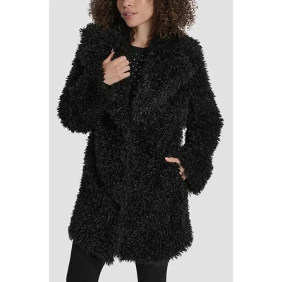 Dkny Faux Fur Jacket In Black