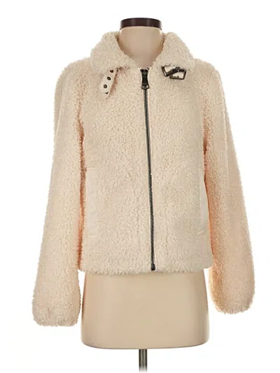 Pre-owned Dkny Faux Fur Jacket In Ivory