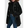 Dkny Faux Fur Toggle Hooded Jacket In Black/black