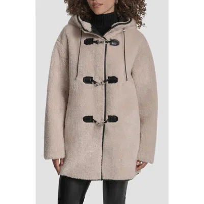 Dkny Faux Fur Toggle Hooded Jacket In Neutral
