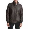 Dkny Men's Smooth Faux-leather Bomber Jacket In Heritage Brown