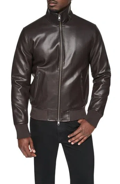 Dkny Faux Leather Bomber Jacket In Brown