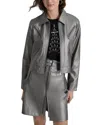 Dkny Faux Leather Moto Jacket In Gray