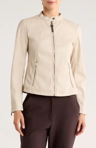 Dkny Faux Leather Moto Jacket In Neutral
