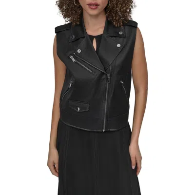 Dkny Faux Leather Moto Vest