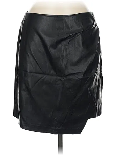 Pre-owned Dkny Faux Leather Skirt In Black