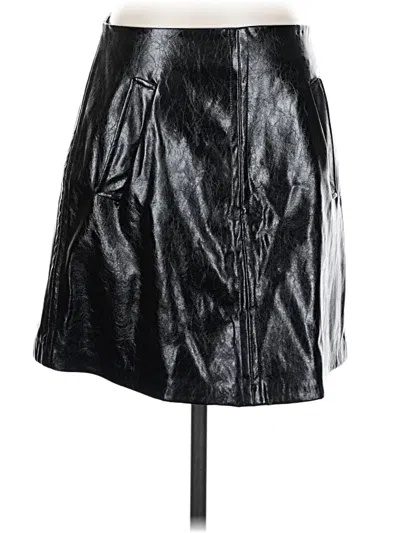 Pre-owned Dkny Faux Leather Skirt In Black