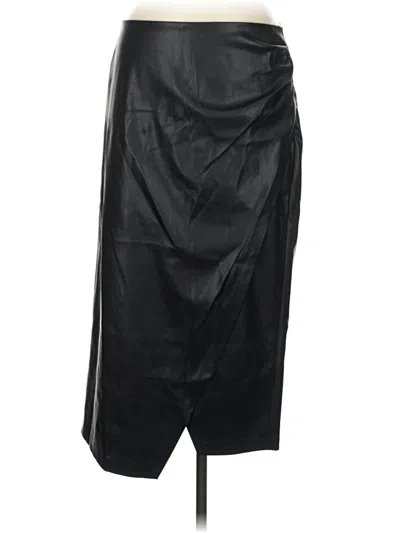 Pre-owned Dkny Faux Leather Skirt In Black