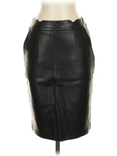 Pre-owned Dkny Faux Leather Skirt In Black