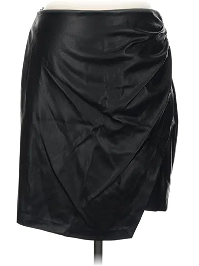 Pre-owned Dkny Faux Leather Skirt In Black
