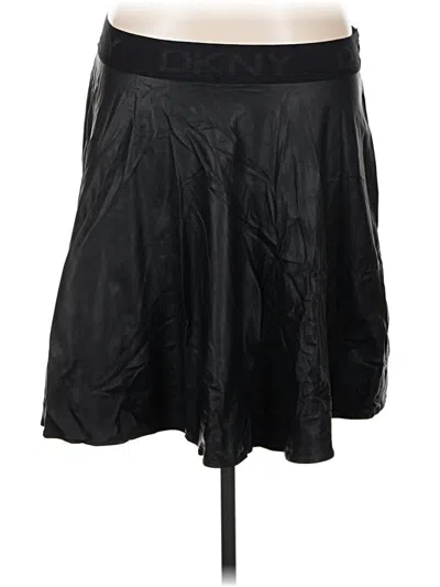 Pre-owned Dkny Faux Leather Skirt In Black