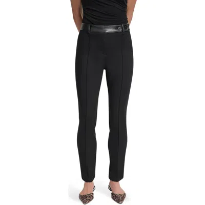 DKNY DKNY FAUX LEATHER TRIM SKINNY PANTS