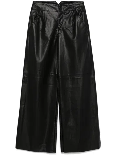 Dkny Faux-leather Wide-leg Trousers In Black