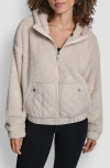 Dkny Faux Shearling & Diamond Quilted Hooded Jacket In Brown