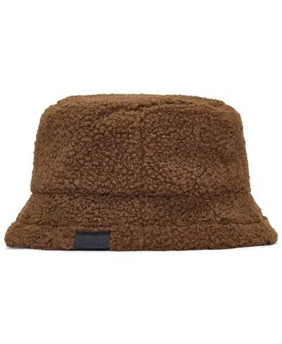 Dkny Faux Sherpa Winter Bucket Hat In Tobacco