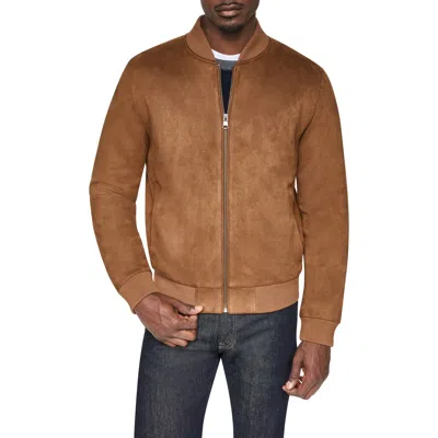 Dkny Faux Suede Bomber Jacket In Brown