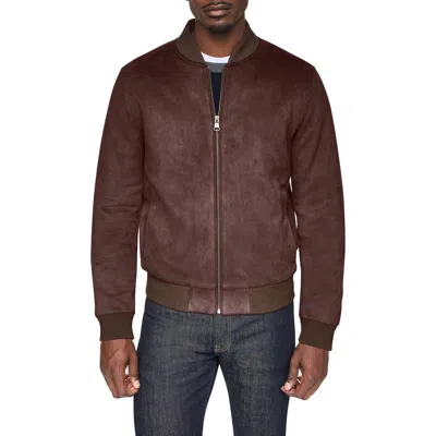 Dkny Faux Suede Bomber Jacket In Brown