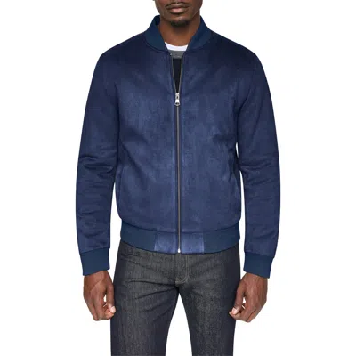 Dkny Faux Suede Bomber Jacket In Blue