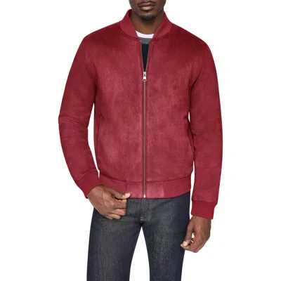 Dkny Faux Suede Bomber Jacket In Burgundy