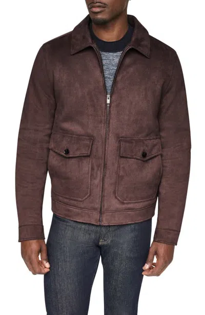 Dkny Faux Suede Trucker Jacket In Brown