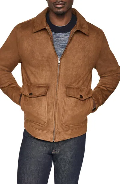 Dkny Faux Suede Trucker Jacket In Brown