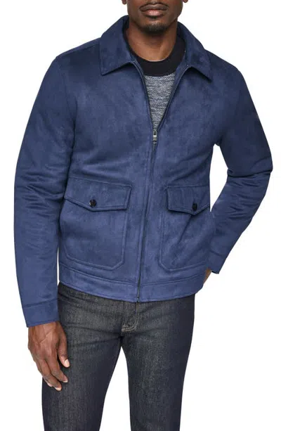 Dkny Faux Suede Trucker Jacket In Blue