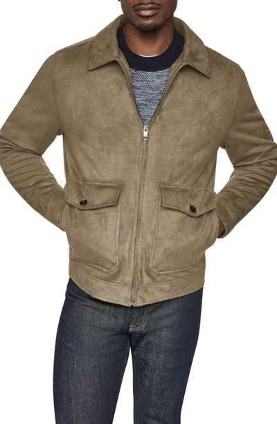 Dkny Faux Suede Trucker Jacket In Green
