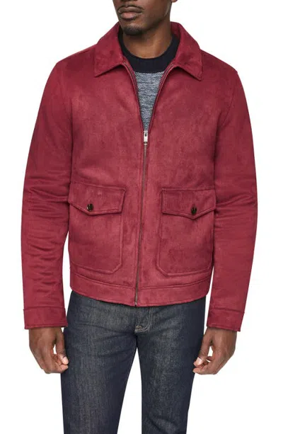 Dkny Faux Suede Trucker Jacket In Red