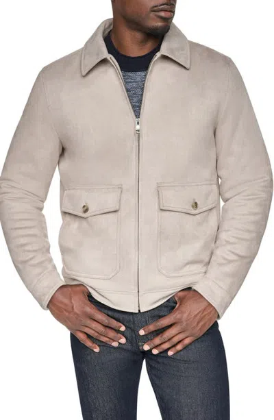 Dkny Faux Suede Trucker Jacket In Neutral