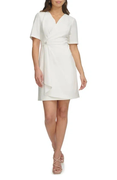 Dkny Faux Wrap Dress In Cream