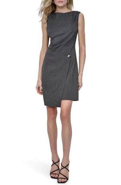 Dkny Faux Wrap Dress In Gray