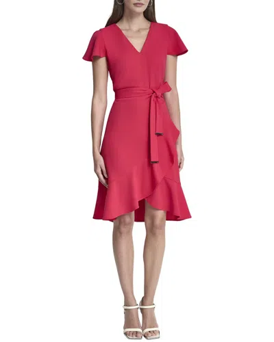 Dkny Faux Wrap Dress In Brown