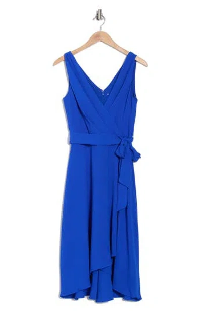Dkny Faux Wrap Gauze Dress In Blue