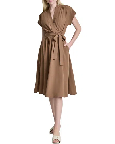 Dkny Faux Wrap Midi Dress In Brown