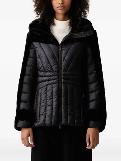 Dkny Faux-fur Trim Quilted Jacket In Black