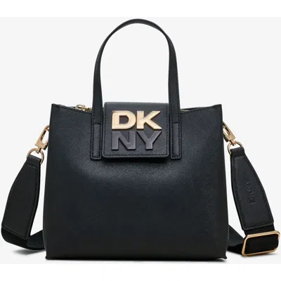Dkny Faye Small Satchel In Blk/gold
