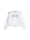 Dkny Eyelet-logo Cotton Sweatshirt In White