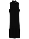 Dkny Fine-ribbed Midi Dress In Black