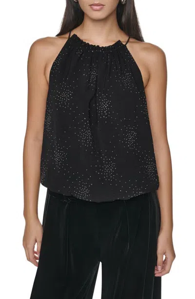 Dkny Firework Embellish Sleeveless Top In Black