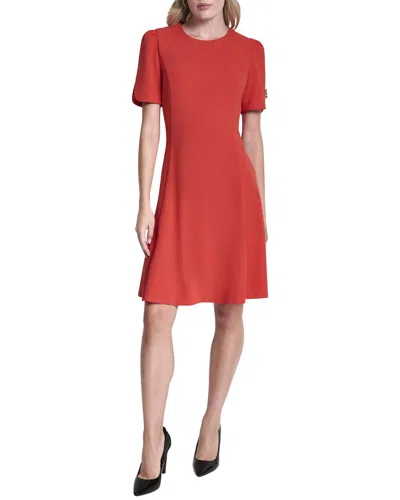 Dkny Fit & Flare Dress In Red