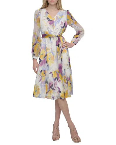 Dkny Fit & Flare Dress In Yellow