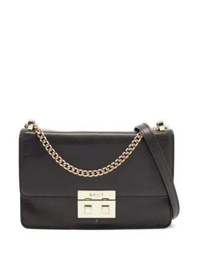 Pre-owned Dkny Flap-lock Crossbody Bag In Black