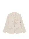 Dkny Flap-pocket Single-breasted Blazer In Neutral