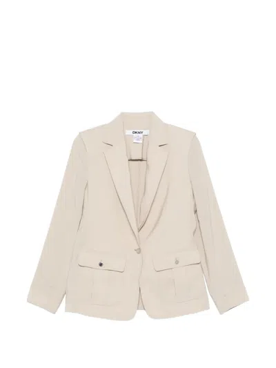 Dkny Flap-pocket Single-breasted Blazer In Neutral