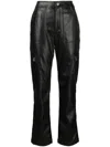 Dkny Flared Faux-leather Cargo Trousers In Black
